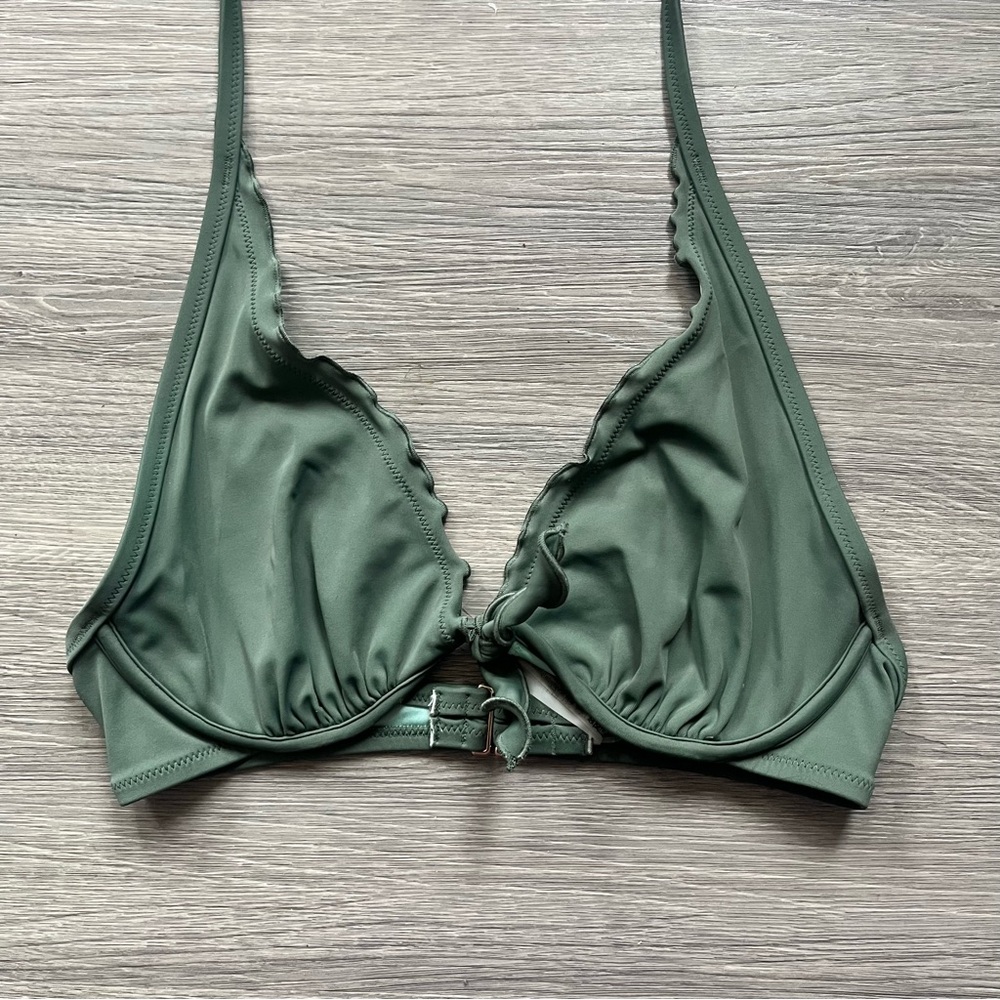 Victoria's Secret Sage Bikini Top Lettuce Edge Halter